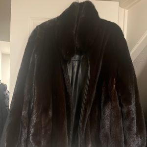 Mink reversible leather bomber jacket.